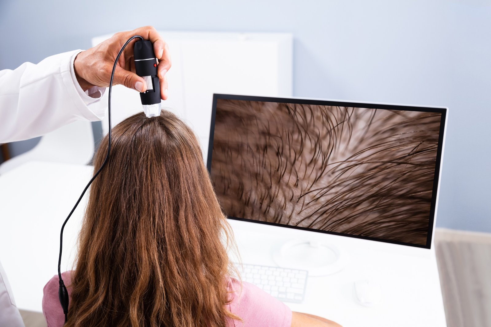 Kopfhautanalyse & Trichoskopie - Kopfhautanalyse bei Haarausfall mit digitaler Kopfhautkamera bei Du & Ich in